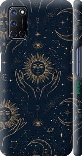 3D пластиковый матовый чехол Celestial Harmony: Sun & Moon Gold Mystic Pattern для Oppo A72 - 6778m-2011 изображение 