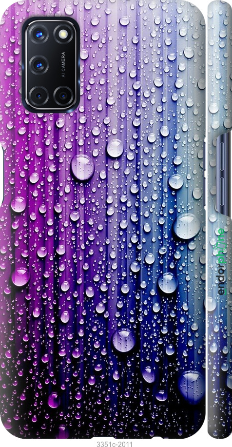

3D пластиковий матовий чохол "Краплини води" для Oppo A72, Синій