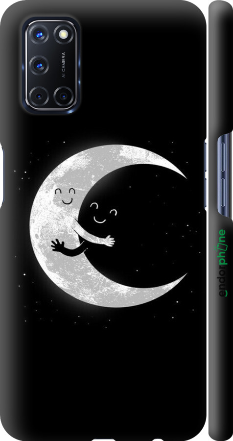 3D пластиковый матовый чехол Лунные объятия для Oppo A72 - 6508m-2011 изображение 
