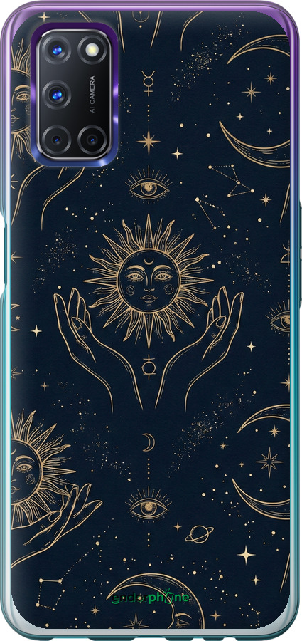 Силиконовый чехол Celestial Harmony: Sun & Moon Gold Mystic Pattern для Oppo A72 - 6778u-2011 изображение 