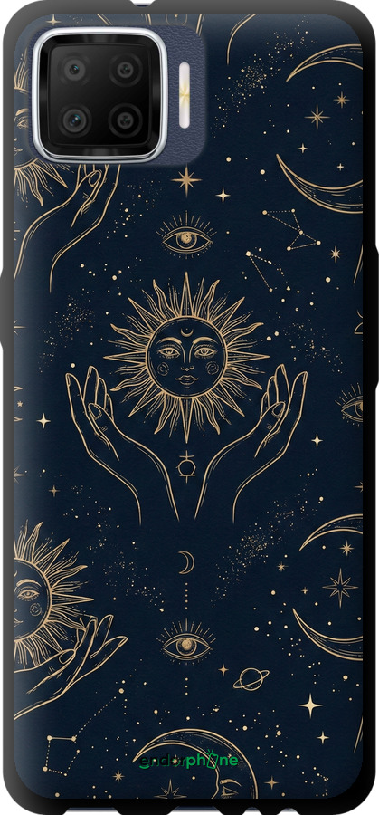 TPU чехол Celestial Harmony: Sun & Moon Gold Mystic Pattern для Oppo A73 - 6778b-1379 изображение 