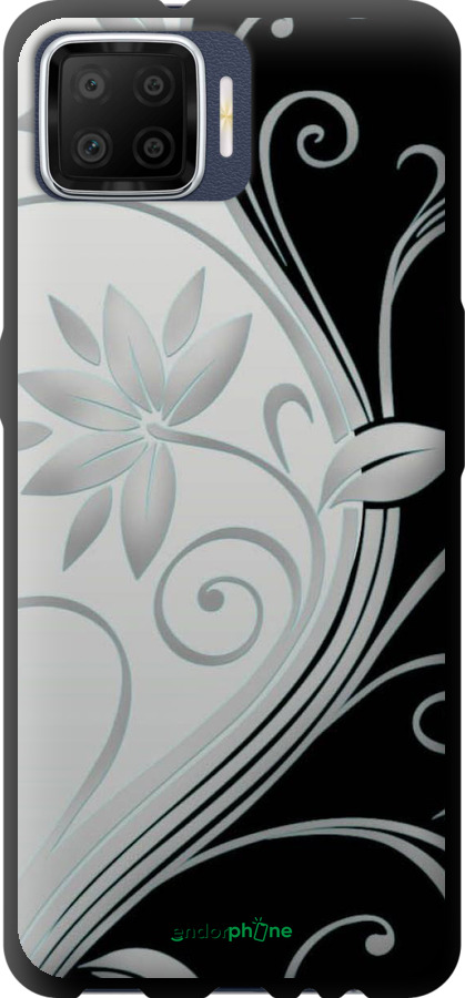 TPU чехол Цветы на чёрно-белом фоне для Oppo A73 - 840b-1379 изображение 