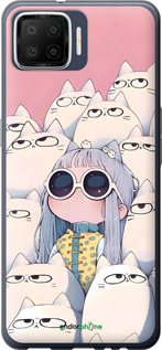 2D пластиковый чехол Малышка с котами для Oppo A73 - 6295t-1379 изображение 