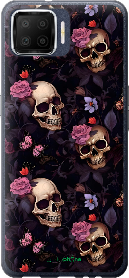 2D пластиковый чехол Черепа и розы для Oppo A73 - 6316t-1379 изображение 