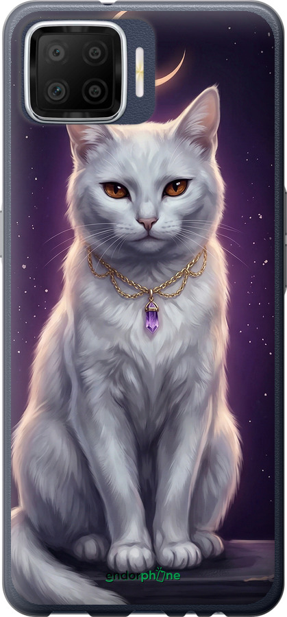 2D пластиковый чехол Mystic White Cat Gothic Dark Purple Gold для Oppo A73 - 6805t-1379 изображение 