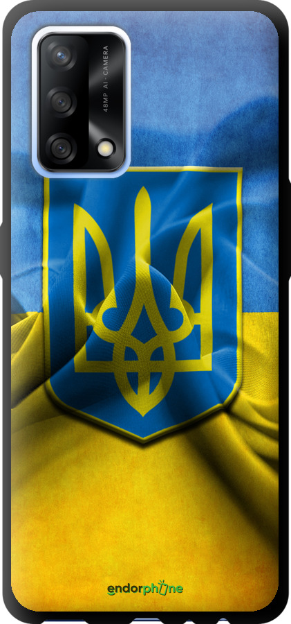 

TPU чорний чохол "Прапор та герб України" для Oppo A74, Блакитний