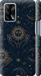 3D пластиковый матовый чехол Celestial Harmony: Sun & Moon Gold Mystic Pattern для Oppo A74 - 6778m-2305 изображение 