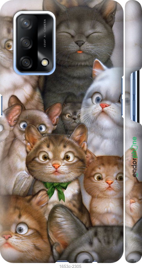 

3D пластиковий матовий чохол "Коти" для Oppo A74