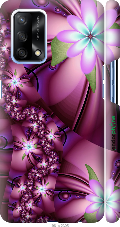 

3D пластиковий матовий чохол "Квіткова мозаїка" для Oppo A74, Рожевий