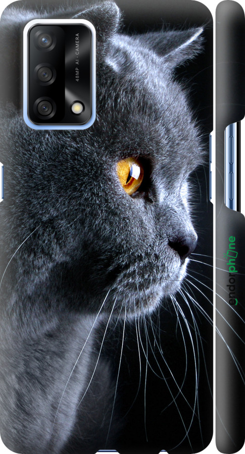 

3D пластиковий матовий чохол "Гарний кіт" для Oppo A74, Чорний