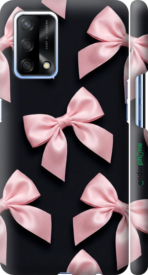 3D пластиковый матовый чехол Coquette Ribbons Dark Coquette для Oppo A74 - 6767m-2305 изображение 