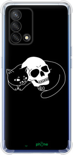 Силикон с усиленными углами чехол С изображением кота и черепа для Oppo A74 - 6491sp-2305 изображение 