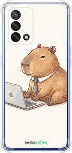 Силіконовий протиударний с посиленими кутами чехол Funny Capybara CEO Working для Oppo A74 - 6777sp-2305 изображение 