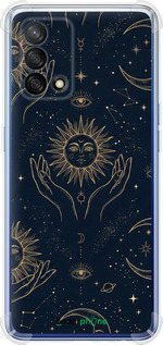 Силикон с усиленными углами чехол Celestial Harmony: Sun & Moon Gold Mystic Pattern для Oppo A74 - 6778sp-2305 изображение 