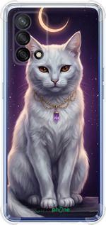 Силикон с усиленными углами чехол Mystic White Cat Gothic Dark Purple Gold для Oppo A74 - 6805sp-2305 изображение 