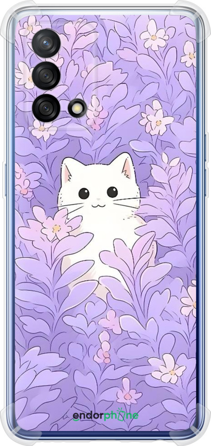 Силіконовий протиударний с посиленими кутами чехол Котик в цветах для Oppo A74 - 6390sp-2305 изображение 