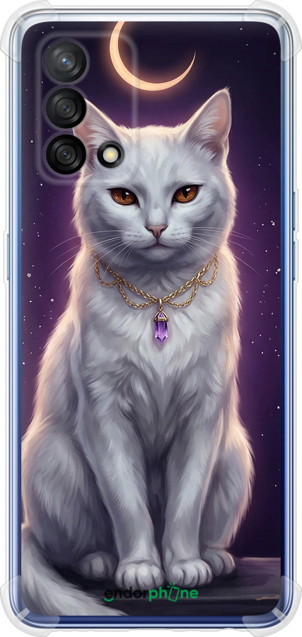 Силикон с усиленными углами чехол Mystic White Cat Gothic Dark Purple Gold для Oppo A74 - 6805sp-2305 изображение 