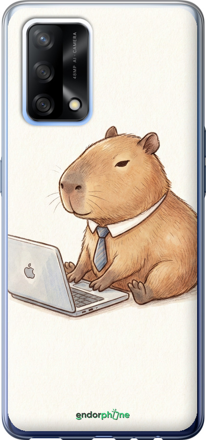 Силиконовый чехол Funny Capybara CEO Working для Oppo A74 - 6777u-2305 изображение 
