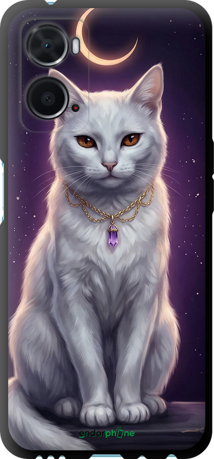 TPU чехол Mystic White Cat Gothic Dark Purple Gold для Oppo A76 - 6805b-2760 изображение 