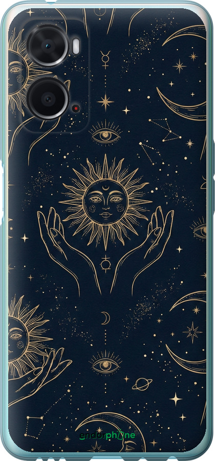 Силіконовий чехол Celestial Harmony: Sun & Moon Gold Mystic Pattern для Oppo A76 - 6778u-2760 изображение 