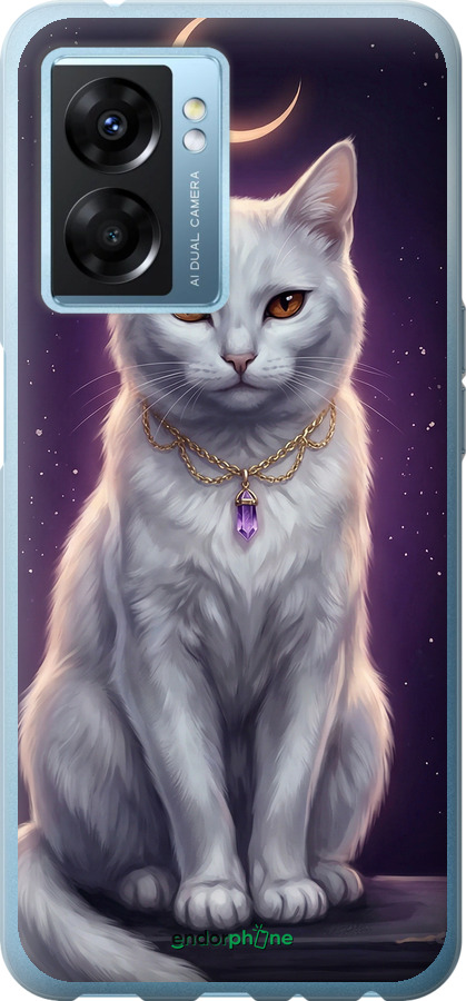 Силиконовый чехол Mystic White Cat Gothic Dark Purple Gold для Oppo A77 5G - 6805u-1377 изображение 