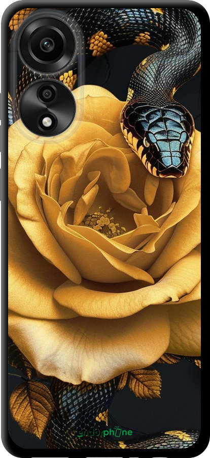 TPU чехол Black snake and golden rose для Oppo A78 4G - 6068b-3142 изображение 