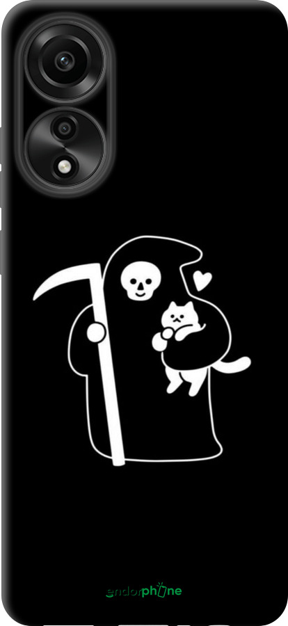 TPU чехол Минималистичный арт: смерть и кошка для Oppo A78 4G - 6529b-3142 изображение 