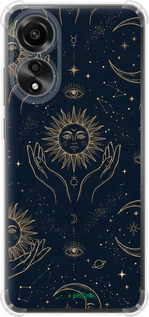 Силіконовий протиударний с посиленими кутами чехол Celestial Harmony: Sun & Moon Gold Mystic Pattern для Oppo A78 4G - 6778sp-3142 изображение 