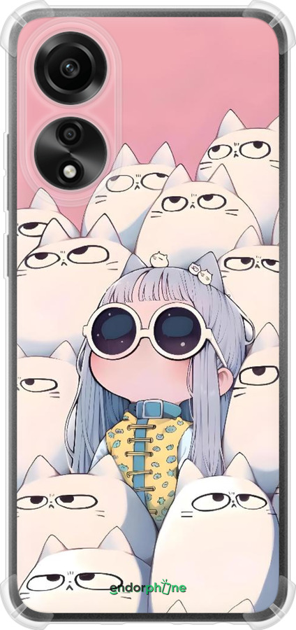 Силикон с усиленными углами чехол Малышка с котами для Oppo A78 4G - 6295sp-3142 изображение 