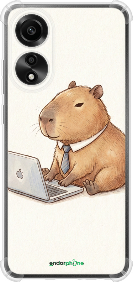 Силіконовий протиударний с посиленими кутами чехол Funny Capybara CEO Working для Oppo A78 4G - 6777sp-3142 изображение 