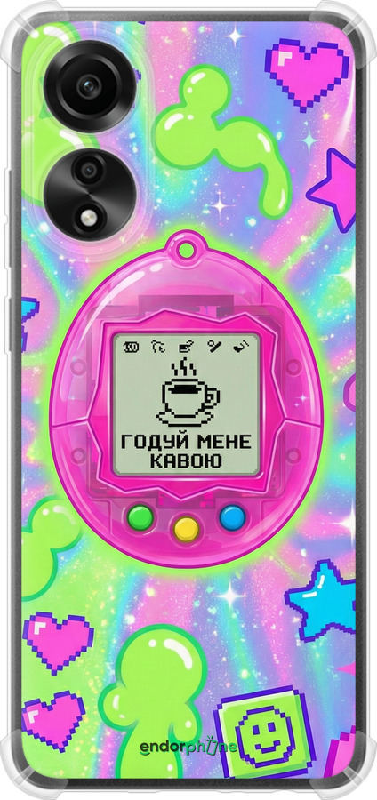 Силикон с усиленными углами чехол Y2K Aesthetic Retro Pet: Годуй мене кавою для Oppo A78 4G - 6784sp-3142 изображение 
