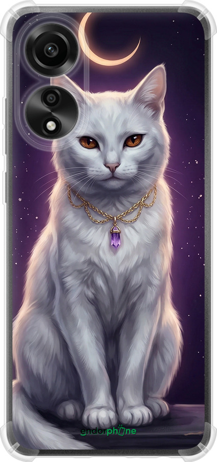 Силіконовий протиударний с посиленими кутами чехол Mystic White Cat Gothic Dark Purple Gold для Oppo A78 4G - 6805sp-3142 изображение 