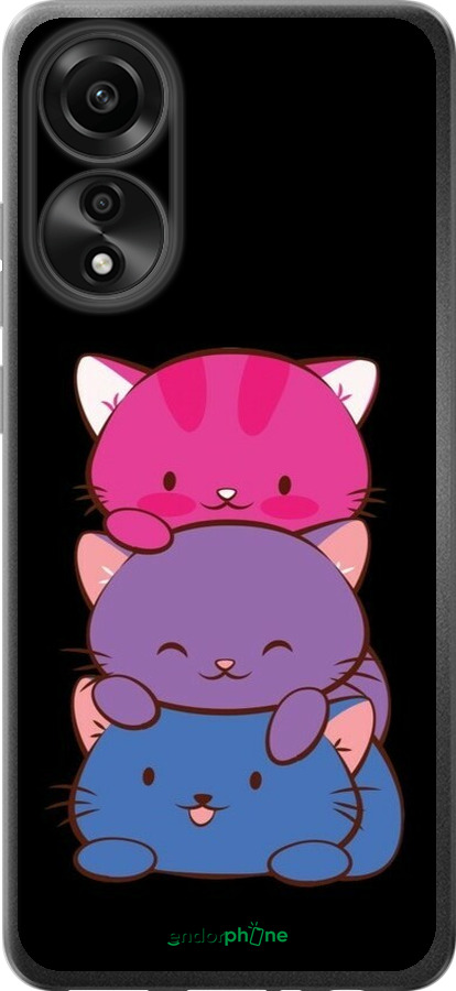Силиконовый чехол Милые кошки для Oppo A78 4G - 6518u-3142 изображение 