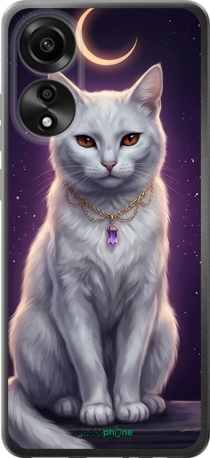 Силиконовый чехол Mystic White Cat Gothic Dark Purple Gold для Oppo A78 4G - 6805u-3142 изображение 