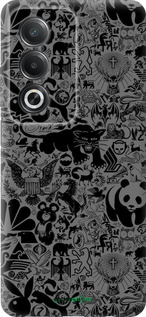 Силиконовый чехол Чёрно-серый стикер бомбинг для Oppo A80 5G - 2432u-3963 изображение 