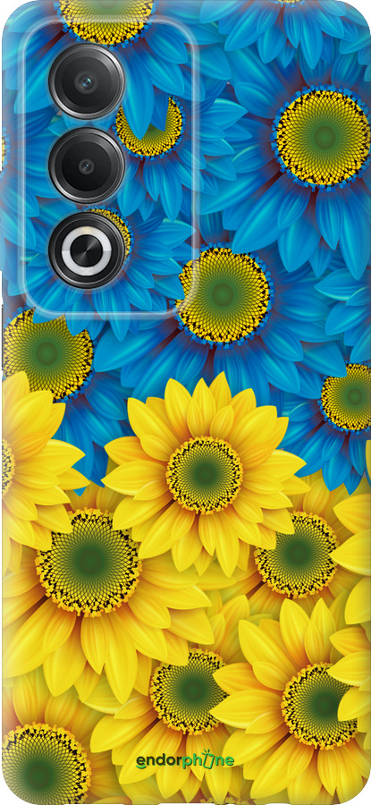 Силиконовый чехол Жёлто-голубые цветы для Oppo A80 5G - 1048u-3963 изображение 