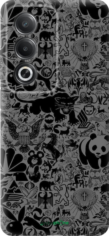 Силиконовый чехол Чёрно-серый стикер бомбинг для Oppo A80 5G - 2432u-3963 изображение 