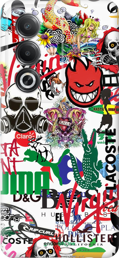 Силиконовый чехол Many different logos для Oppo A80 5G - 4022u-3963 изображение 