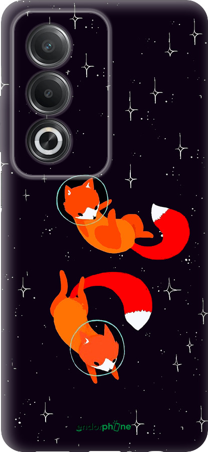 Силиконовый чехол Лисички в космосе для Oppo A3 Pro 5G - 4519u-4144 изображение 