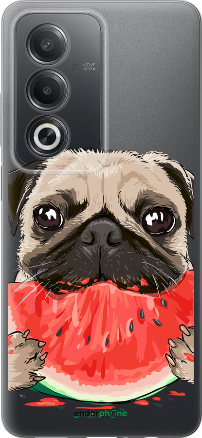Силиконовый чехол Мопс и арбуз для Oppo A3 Pro 5G - 4665u-4144 изображение 