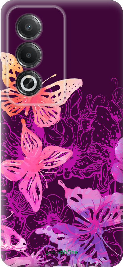 Силиконовый чехол Бабочки v2 для Oppo A3 Pro 5G - 5475u-4144 изображение 