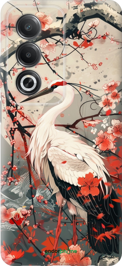 Силиконовый чехол Аист в цвету сакуры для Oppo A3 Pro 5G - 6109u-4144 изображение 