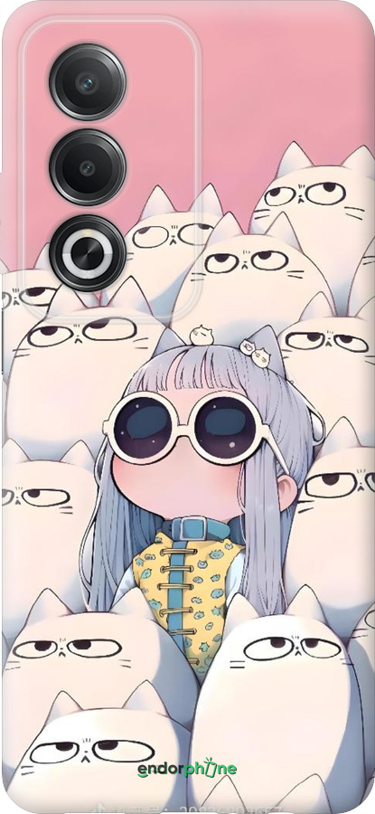 Силиконовый чехол Малышка с котами для Oppo A80 5G - 6295u-3963 изображение 