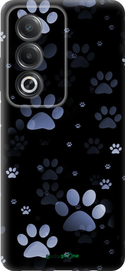 Силиконовый чехол С синими отпечатками лап для Oppo A3 Pro 5G - 6441u-4144 изображение 
