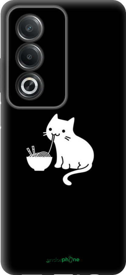 Силиконовый чехол С милым котом на черном фоне для Oppo A3 Pro 5G - 6528u-4144 изображение 