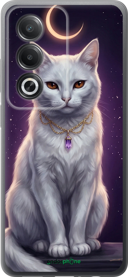 Силиконовый чехол Mystic White Cat Gothic Dark Purple Gold для Oppo A3 Pro 5G - 6805u-4144 изображение 