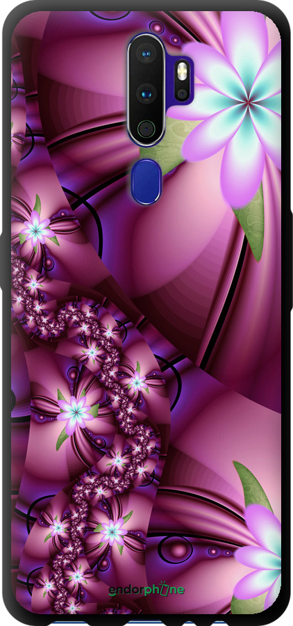 

TPU чорний чохол "Квіткова мозаїка" для Oppo A9 2020, Рожевий