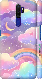 3D пластиковый матовый чехол Облака и радуга для Oppo A5 2020 - 6312m-1888 изображение 