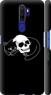 3D пластиковий матовий чехол Із зображенням кота та черепа для Oppo A5 2020 - 6491m-1888 изображение 