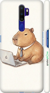 3D пластиковий матовий чехол Funny Capybara CEO Working для Oppo A5 2020 - 6777m-1888 изображение 